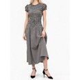thumbnail image 5 of Black Gingham Shirred A-Line Midi Dress With Puff Short Sleeves Smocked Waist Flowy Ruffle Boho Sundress, 5 of 7
