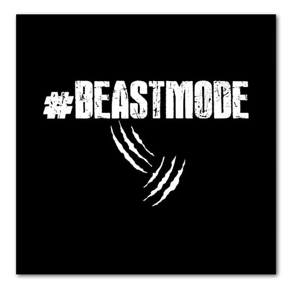 DistinctInk Custom Bumper Sticker - 6" x 6" Decorative Decal - Black Background - #Beastmode Beast Mode