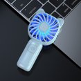 thumbnail image 3 of Mini Portable Handheld Fan with 7-Color LED Light, Rechargeable Personal Fan, 3 Speeds Small Pocket Fan, Lightweight USB Desk Fan for Women, Men, Kids, Office, Travel, Camping, Blue, 3 of 13