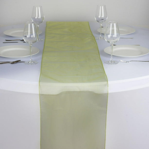 14" x 108" Sage Green Organza Runner For Table Top Wedding Catering