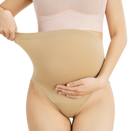

Eleady 3 Pack High Waisted Pregnancy Underwear Belly Support Briefs Over Bump Women’s Seamless Maternity Panties (Beige/Black X-Large)