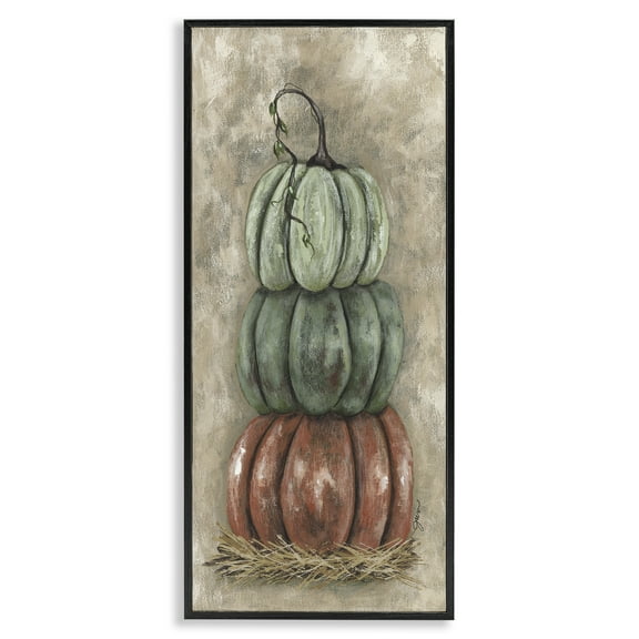 Stupell Industries Stacked Rustic Pumpkins Botanical & Floral Painting Black Framed Art Print Wall Art, 10 x 24