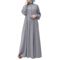 thumbnail image 1 of Felwors Robe Décontractée Unie pour Femmes Col en V à Boutons Manches Longues Robe Longue Ample, 1 of 9
