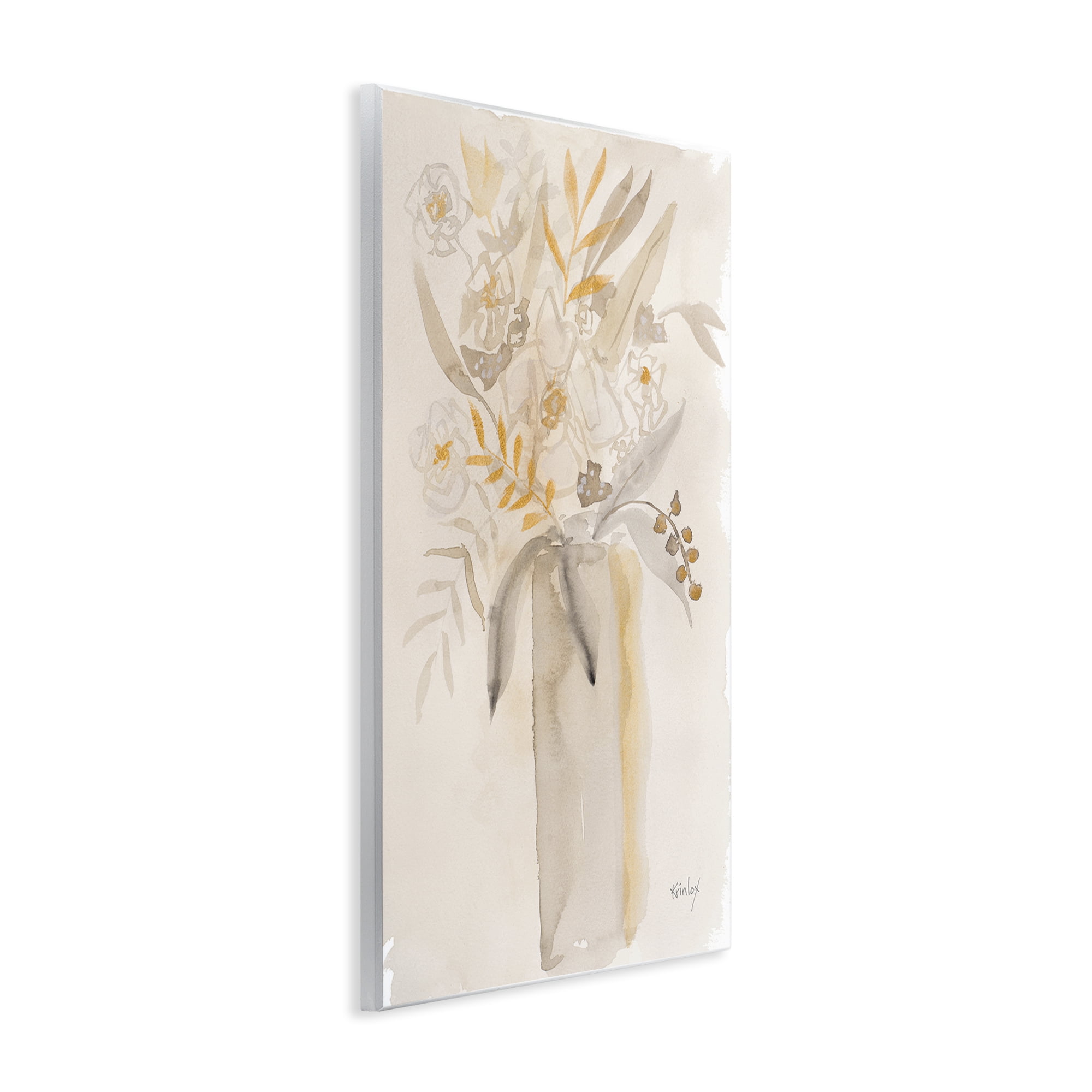Stupell Industries Earthy Soft Flower Vase Wall Plaque Art, design by Krinlox