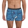 thumbnail image 2 of Goofa Sharks on White Blue Striped Printed Men's Boxer Briefs Underwear, Moisture-Wicking Underwear, Trunk,Soft and Breathable Cotton Underwear-, 2 of 9