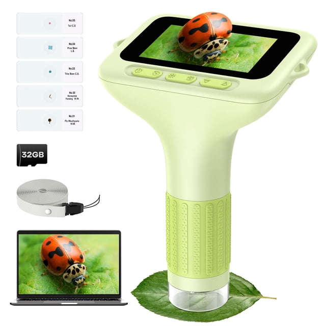 3.0" Screen Digital Microscope for Kids: 1000X Rechargeable Mini Pocket Portable Miniscope Magnifying Glass 4K Coin Jewelry Loupe Edu Science STEM To