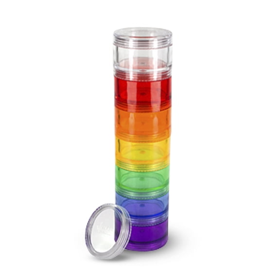 GMS 7 Day Medicine Pill Organizer - Stackable Pill Box - Ideal for Travel - Fits Small Tablets, Pills & Vitamin Supplements - Keep Your Daily & Weekly Medicine Organized - Medium - Rainbow