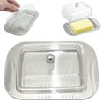 thumbnail image 2 of Stainless Steel Butter Dish with Plastic Lid, Countertop Butter Tray Covered Butter Keeper Butter Storage Container for Home Kitchen Countertop, 1 Pcs, 7.28x4.72x2.17", 2 of 7