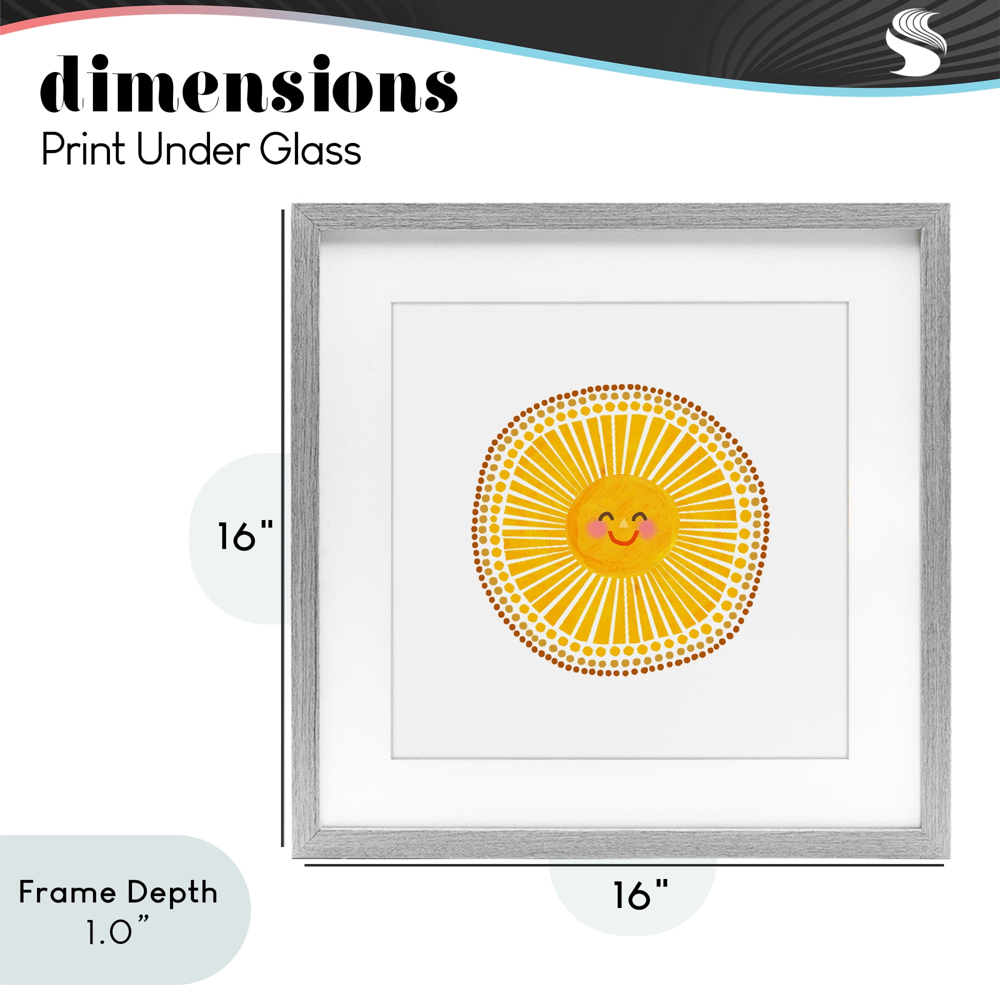 Stupell Industries Yellow Sun's Smile Gray Framed Print Under Glass, design by Katherine Herrell Studio