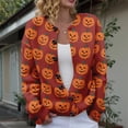 thumbnail image 2 of longantii Halloween Sweaters for Women Button Knit Cardigan Long Sleeve Ghost Graphic Cute Spooky Fall Winter Trendy Tops Lightweight Breathable Cardigan for Funny Party Hot Pink XL, 2 of 7