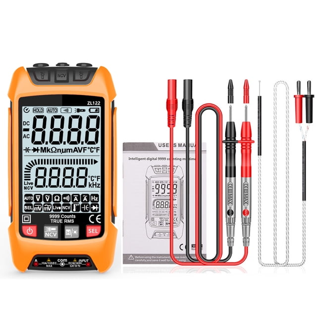 Compact High-Precision Digital Multimeter with Auto Shutdown, Flashlight, and Backlit LCD Display – Measures Voltage, Resistance, Frequency, True RMS, Temperature, and More – Perfect for Electricians