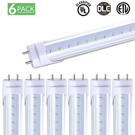 Eco 10 Ballasts - Sunco Lighting 6 Pack 4FT 48 Inch T8 Tube LED Light Bulbs 18 Watt (40 Equivalent) Clear 5000K Kelvin Daylight 2000LM, Bright White Light, Single Sided Connection Bypass Ballast - ETL & DLC LISTED