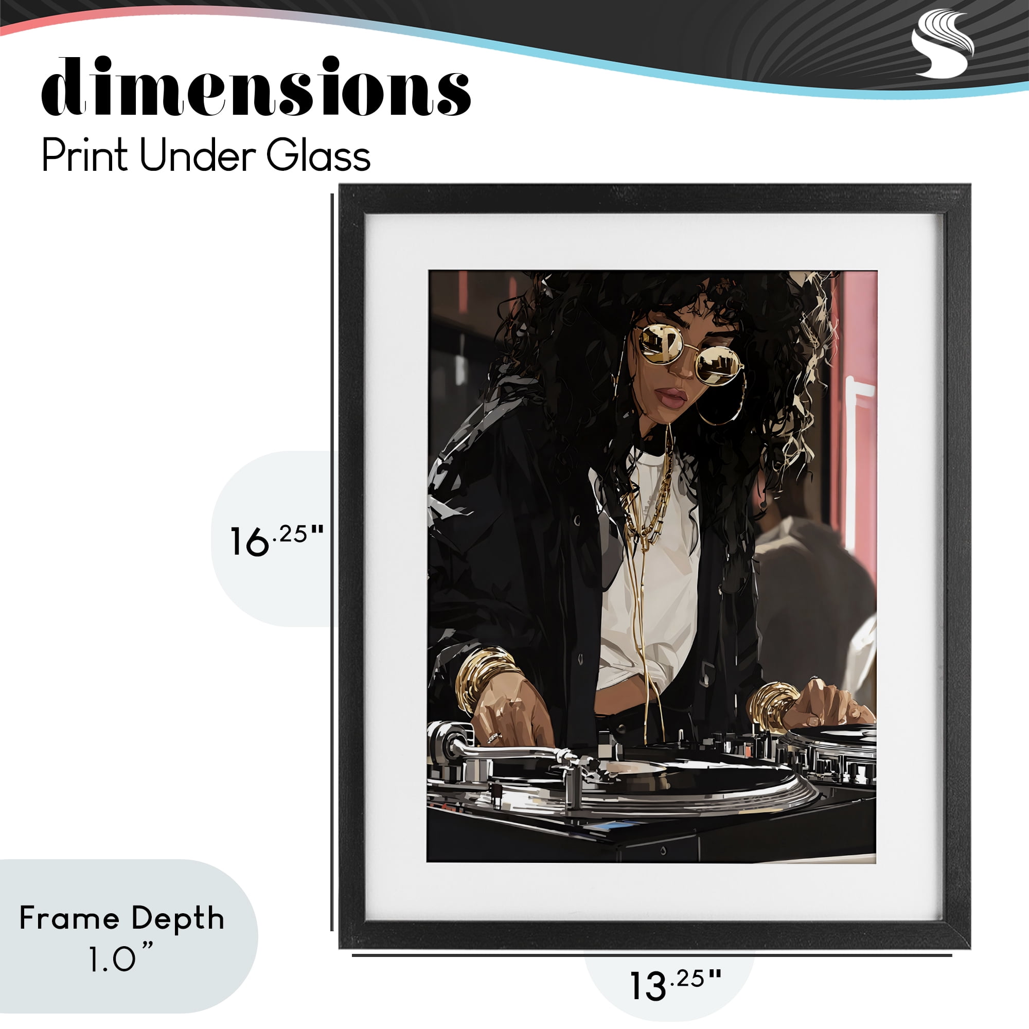Stupell Industries DJ Focused On Turntables Black Framed Print Under Glass, design by Franklyn Gregory