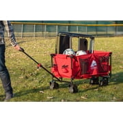 Ozark Trail Hazel Creek Extra Large Wagon with Extended Handle, Red, Outdoor, Camping, Height 50.5 inches