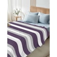 thumbnail image 4 of Purple Grey Stripe California King Size Flat Sheet, Wrinkleproof & Fadeproof Cooling Flat Bed Sheet Only, Minimalist Farmhouse Striped Breathable Soft Bedding Top Sheets 108 x 98 Inches, 4 of 8