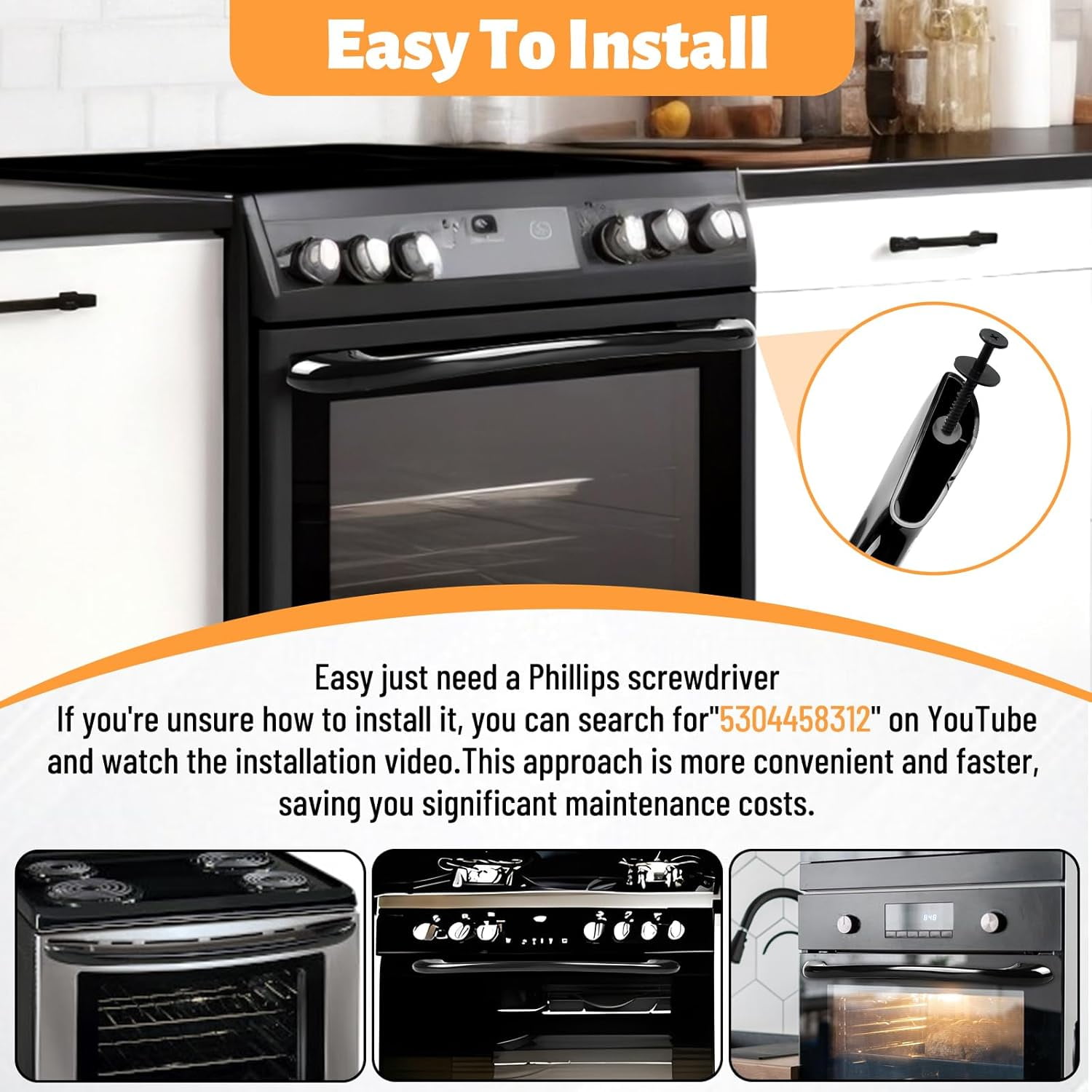 Oven Door Handle Replacement for   Electrolux Ranges 5304458312