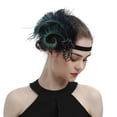thumbnail image 4 of 1920s Flapper Headband Black Feather Headpiece Rhinestone Hair Band Cocktail Head Accessories for Womens, 4 of 4