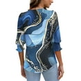 thumbnail image 5 of Womens Tops Casual 3/4 Length Sleeve V-Neck Marble Printed Smocked Cuffs Dressy T-Shirts Ladies Tunic Tops, 5 of 7