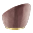 thumbnail image 5 of Armchair Swivel Accent Chair, Pink Gold, Velvet, Modern Contemporary, Living Lounge Cafe Room Hotel Lobby Hospitality, 5 of 7