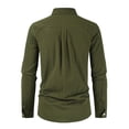 thumbnail image 3 of Men's Loose Cotton Linen Solid Color Lapel Long Sleeve Casual Cotton Linen Shirt Top XL, 3 of 3