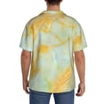 thumbnail image 3 of Lsque Yellow With Teal Marble print Men's Cuban Collar Short Sleeve Shirt Summer Beachwear Casual Button Down Fashionable Vacation Leisure Shirt-Medium, 3 of 7