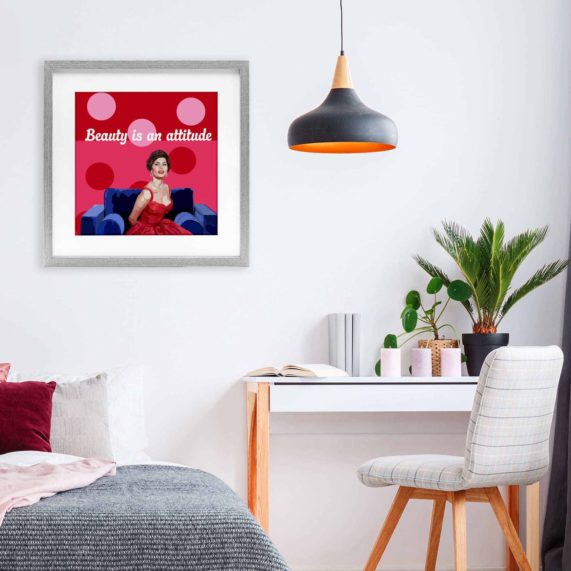 Stupell Industries Beauty Is An Attitude Gray Framed Print Under Glass, design by Lynnda Rakos