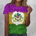 thumbnail image 2 of Spring Savings Clearance! S LUKKC LUKKC Mardi Gras Shirt For Women Summer Carnival Theme Party Outfits Casual Fashion Print Round Neck Short Sleeve Top, 2 of 3