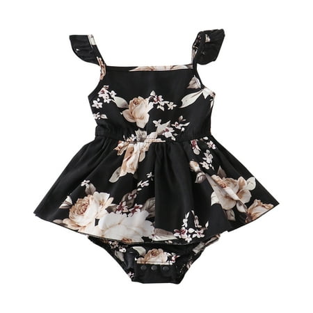 

NIUREDLTD Baby Girl Clothes Sleeveless Sunflower Floral Romper Jumpsuit Cute Baby Girl Clothes Size 12M
