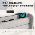 thumbnail image 5 of Frostbloom King Bed Frame with USB & Type-C Charging Station and Linen Fabric Wingback Headboard, Light Gray, 5 of 10
