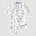 thumbnail image 4 of CAUYDY 0M 3M 6M 9M 12M Newborn Baby Pjs for Girls Preemie Fall Winter Clothes Set Long Sleeved Shirt and Elastic Pants 2 Piece Infant Outfits Cute Sizes 6-12 Months,Blue, 4 of 6