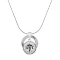 thumbnail image 1 of Delight Jewelry Silvertone Domed Black RVT Joy Ring Charm Necklace, 18", 1 of 4