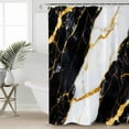 thumbnail image 4 of Shower Curtain, Retro Black Gold Marble Texture Waterproof Shower Curtain Set with Hooks for Bathroom Showers,Stalls and Bathtubs,72x84In Abstract Cracks Art, 4 of 9