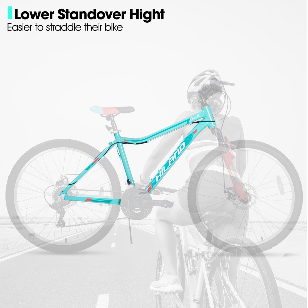 Hiland 26 Inch Mountain Bike, 18 Speed MTB with Dual Disc Brake, Mountain Bike for Women , Aluminium Frame Bicycle