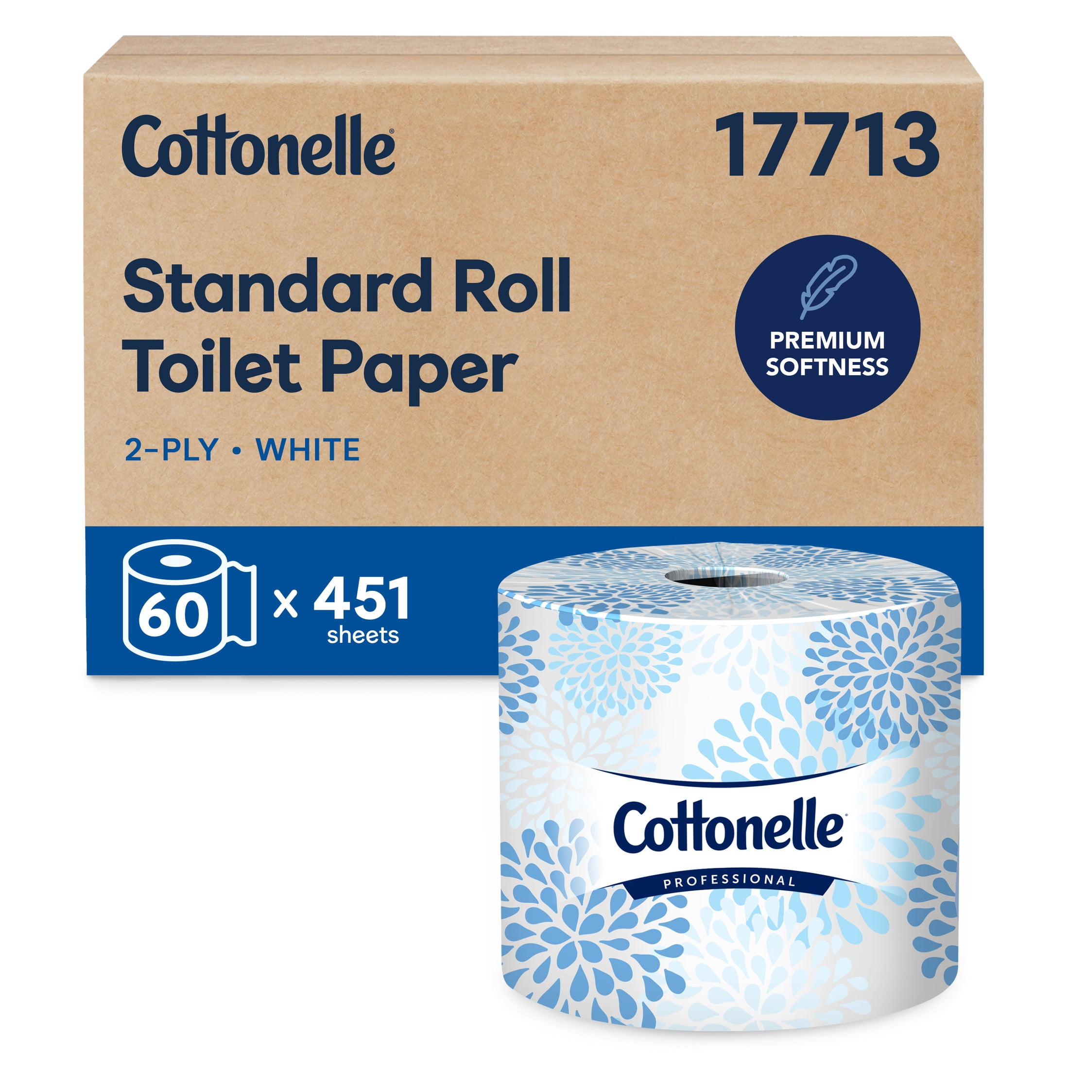 Cottonelle, Toilet Paper, Standard Roll, 2-Ply, White, 60 Rolls