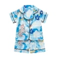 thumbnail image 3 of Ahuyic Toddler Casual Pajama Outfit Sets,Boys Girls 2 Piece Outfits,Fashion Girls And Boys' Casual Short Sleeve Top With Turndown Botton Printed Shorts Sets,Sky Blue,2 Years, 3 of 4