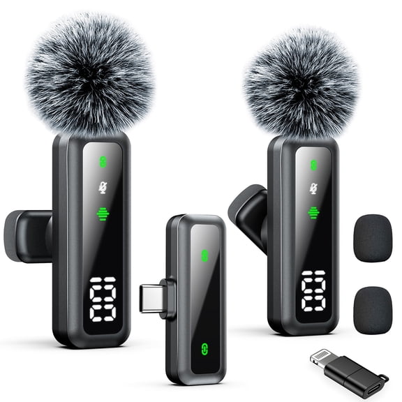 memzuoix Wireless Lavalier Microphone with Digital Battery Display, Mini Clip-on Mics for Type-C Android Phone/Tablet/PC Video Recording, deal for Vlog Tiktok Youtube Podcast Content Creator