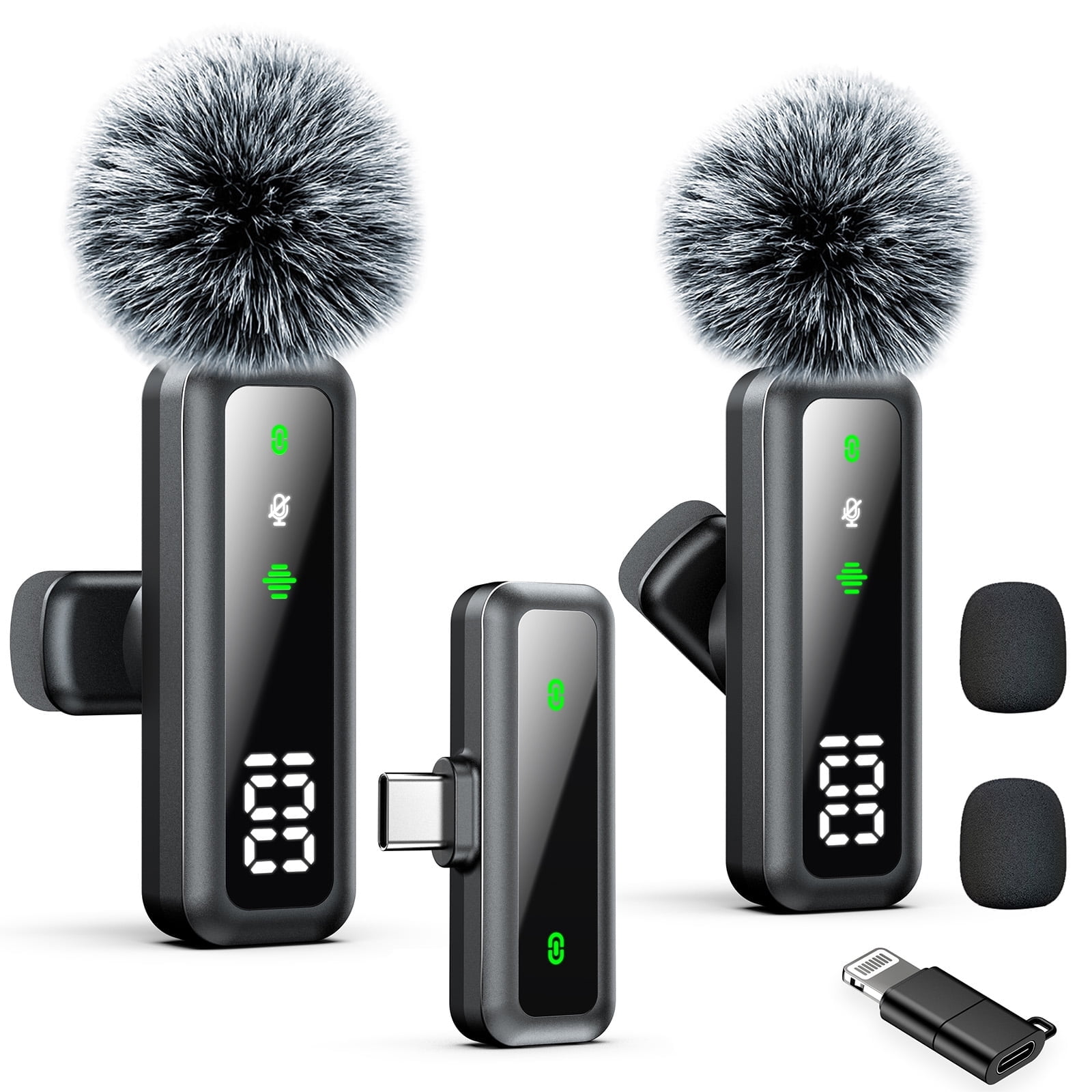 memzuoix Wireless Lavalier Microphone with Digital Battery Display, Mini Clip-on Mics for Type-C Android Phone/Tablet/PC Video Recording, deal for Vlog Tiktok Youtube Podcast Content Creator