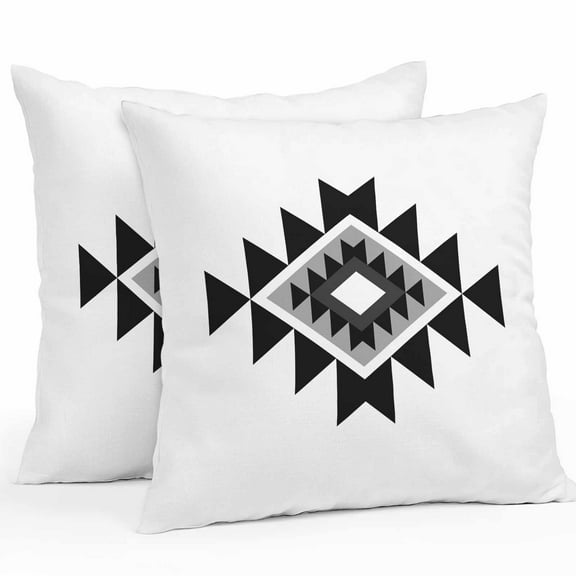Outdoor Waterproof Pillow Covers Aztec Tribal Geometric Black Gray Decorative Throw Pillow Protectors for Patio Sofa Garden Couch,18x18in 2 Pack