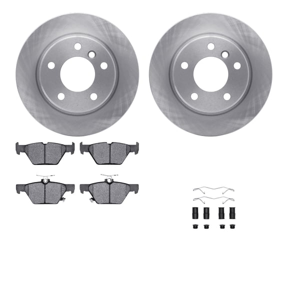 Dynamic Friction Company Rear Brake Rotors with 5000 Advanced Brake Pads includes Hardware 6512-13182
