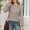 Beige, variant on Womens Crewneck Pullover Sweater Long Balloon Sleeve Knit Tops Casual Space Dye Blouse with Decorative Button Shoulder Detail Fall Winter Cozy Shirts