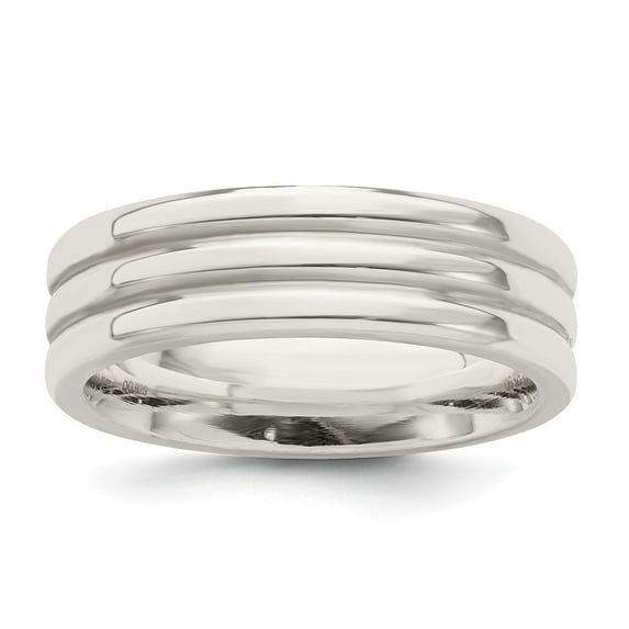 Solid 925 Sterling Silver 6mm Unique Wedding Band Ring Size 7.5