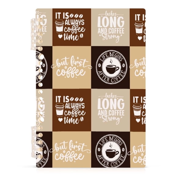 Spiral Journal Notebook Theme Coffee A5 Lined Hardcover PP Material with 60 Pages Paper College Ruled Notebook for Work Note Taking Writing 5.7x8.3 Inch
