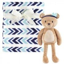 Hudson Baby Infant Boy Plush Blanket with Toy, Aztec Bear, One Size