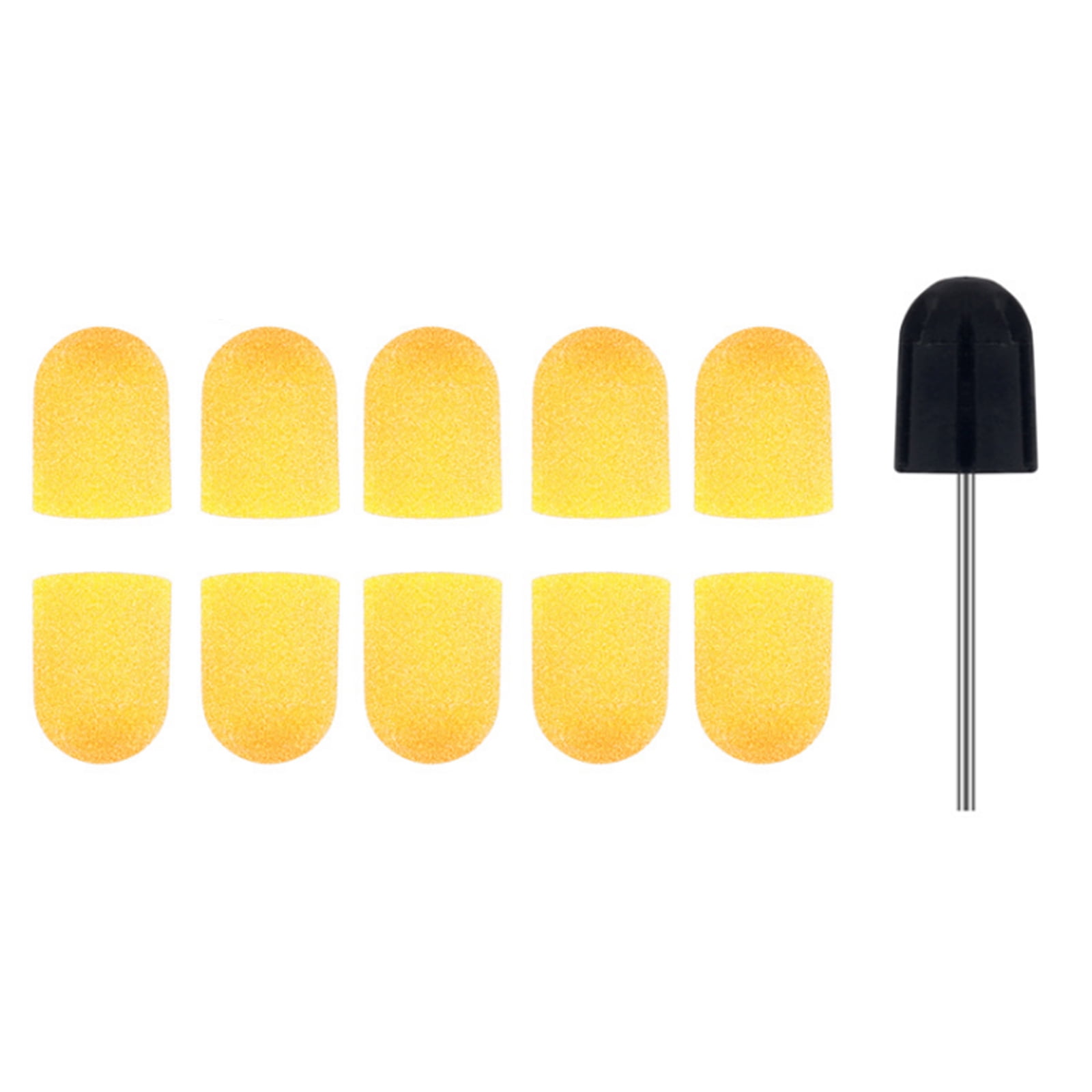 10-Pack 80-Grit Nail Sanding Caps + 1 Rubber Ring – Manicure & Pedicure Drill Bits For Cuticle Cleaning, Gel & Acrylic Removal, Dead Skin, Home Or Salon Use