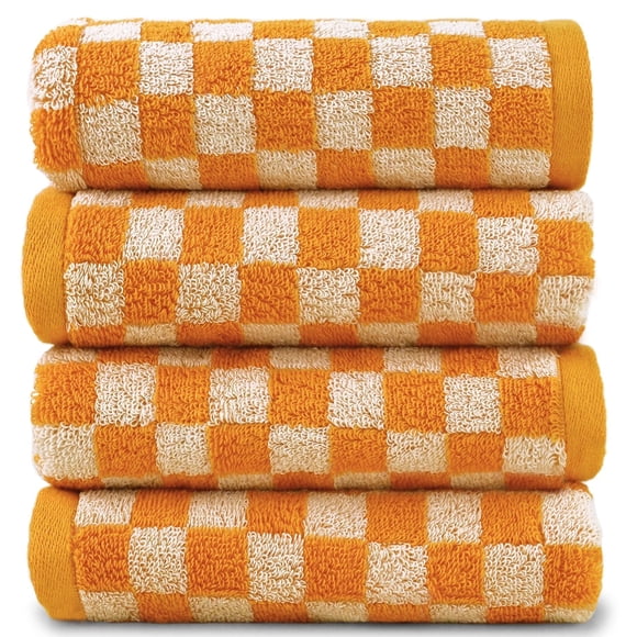 Toallas de mano Jacquotha Soft, paquete de 4, color naranja, 100% algodón