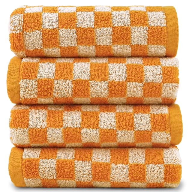 Toallas de mano Jacquotha Soft, paquete de 4, color naranja, 100% algodón
