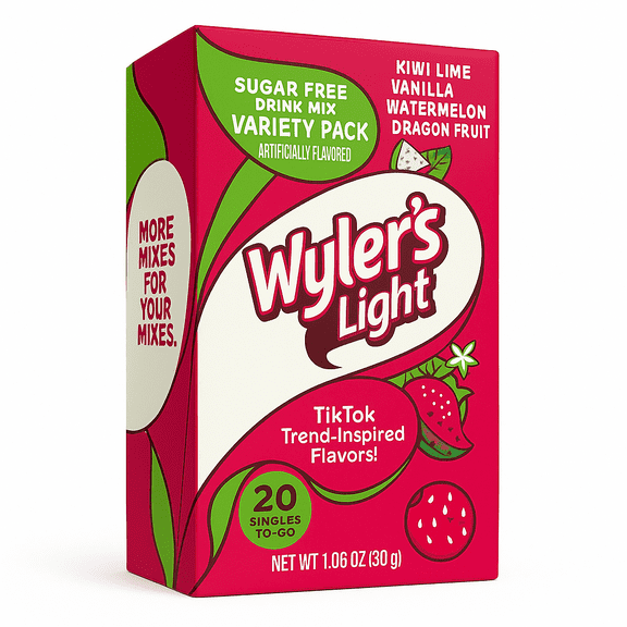 Wyler's Light Watertok Fun Flavors, Kiwi Lime, Vanilla, Watermelon, Dragon Fruit, To Go Variety Pack, 4 Flavors, 20 Count