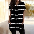 thumbnail image 4 of Duoif Women's Casual V Neck Short Sleeve Dress Loose Fit T Shirt Dress with Pockets Black L, 4 of 9
