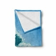 thumbnail image 2 of Tsunami Soft Flannel Fleece Throw Blanket, Exotic Ocean of a Single Sea Wave Splashes Watersport Coast Picture, Cozy Plush for Indoor and Outdoor Use, 50" x 60", Blue Turquoise, by Ambesonne, 2 of 6