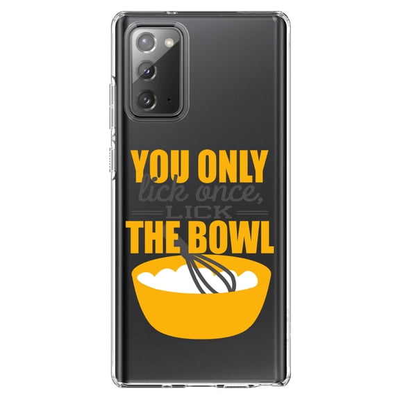 DistinctInk Clear Shockproof Hybrid Case for Galaxy Note 20 ULTRA (6.9" Screen) - TPU Bumper Acrylic Back Tempered Glass Screen Protector - You Only Lick Once - Lick the Bowl - Baking